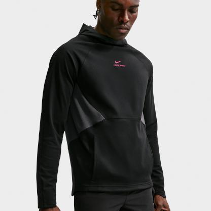Men's Nithtke Pro Dri-FIT Mid-Layer Pullover Training Hoodie - Black/Hyper Pink