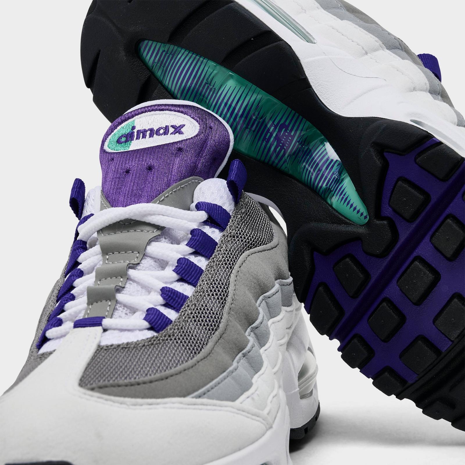 Women's Nike Air Max 95 Big Bubble Casual Shoes - White/Court Purple/Emerald Green/Wolf Grey
