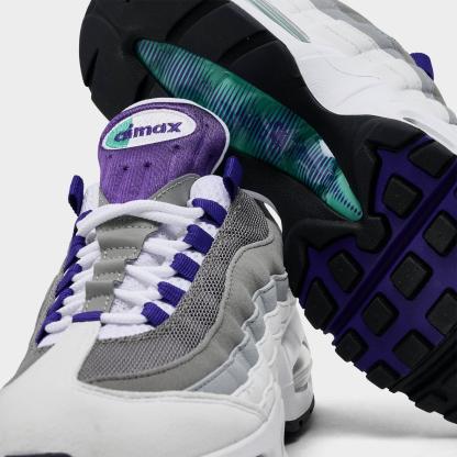 Women's Nike Air Max 95 Big Bubble Casual Shoes - White/Court Purple/Emerald Green/Wolf Grey