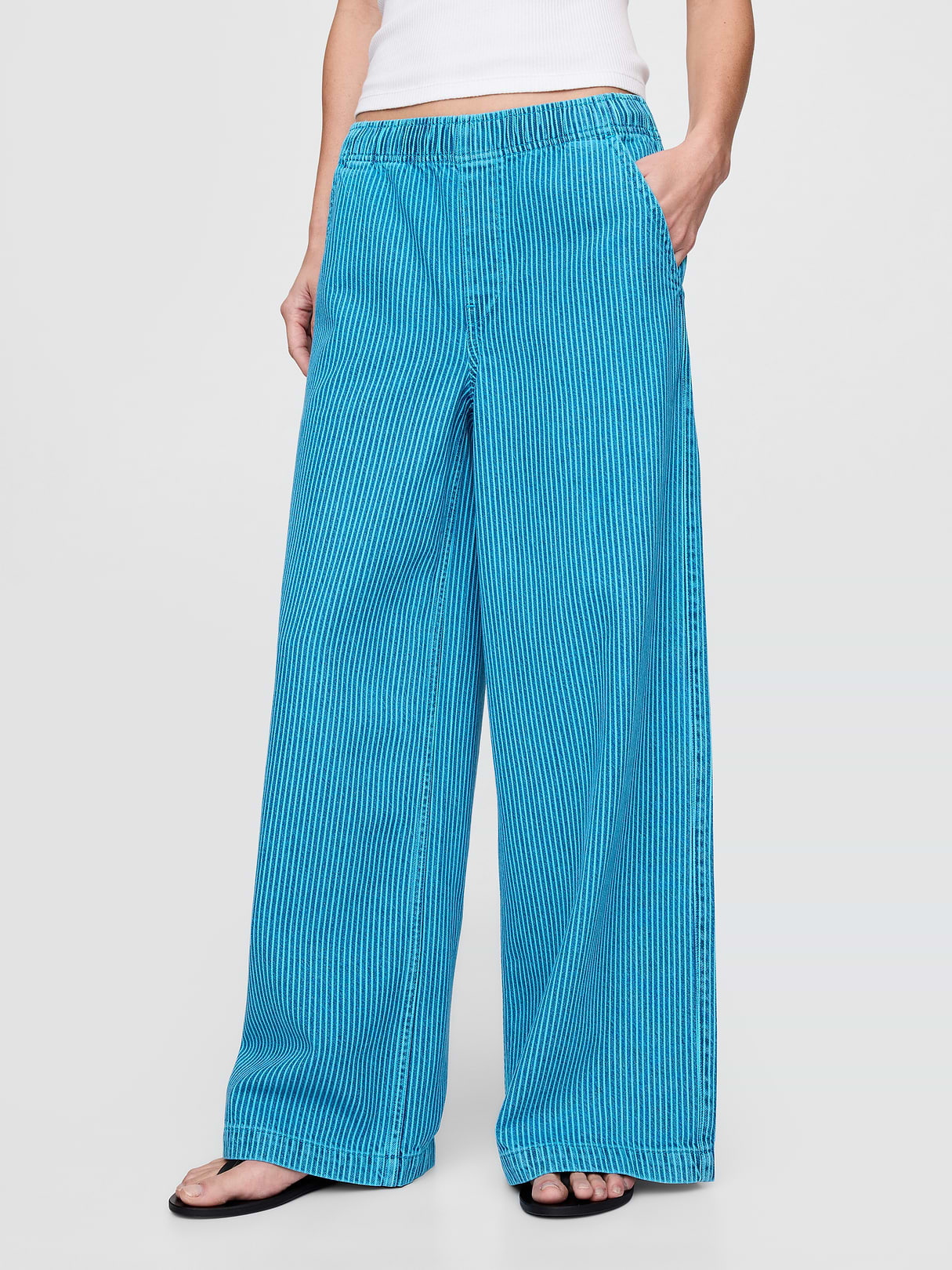 Mid Rise UltraSoft Easy Baggy Jeans - Cyan blue