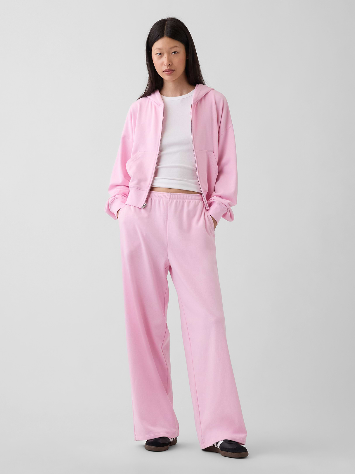 Mid Rise VintageSoft Terry Loose Sweatpants - Light pink