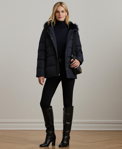 Lauren Ralph Lauren Women's Faux-Fur Hooded Puffer Coat - Dark Navy