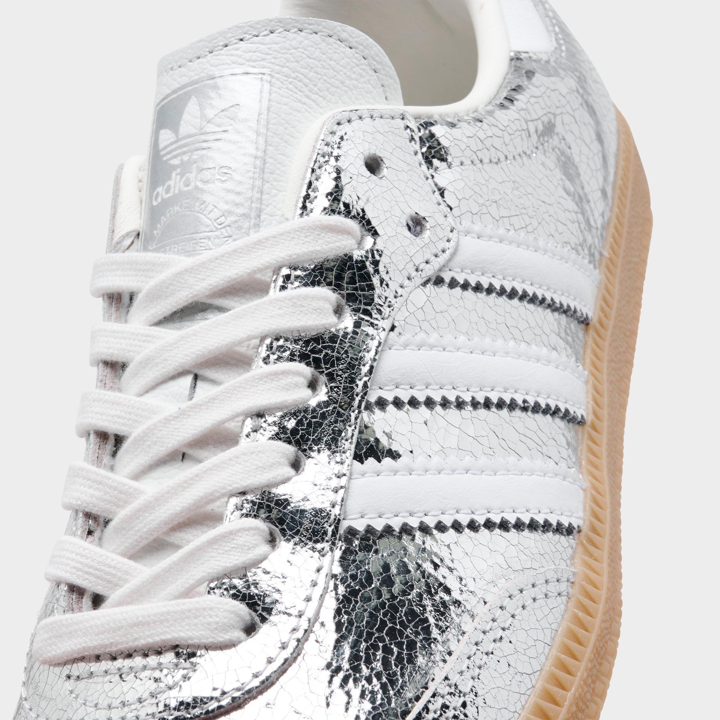 Women's adidas Originals Samba OG Casual Shoes - Part 6 - Silver Metallic/Cloud White/Core White - Detail shot