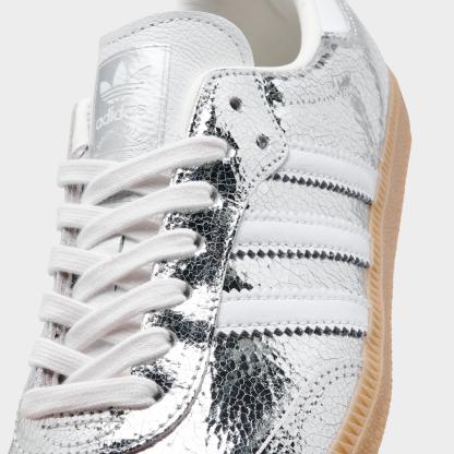 Women's adidas Originals Samba OG Casual Shoes - Part 6 - Silver Metallic/Cloud White/Core White - Detail shot