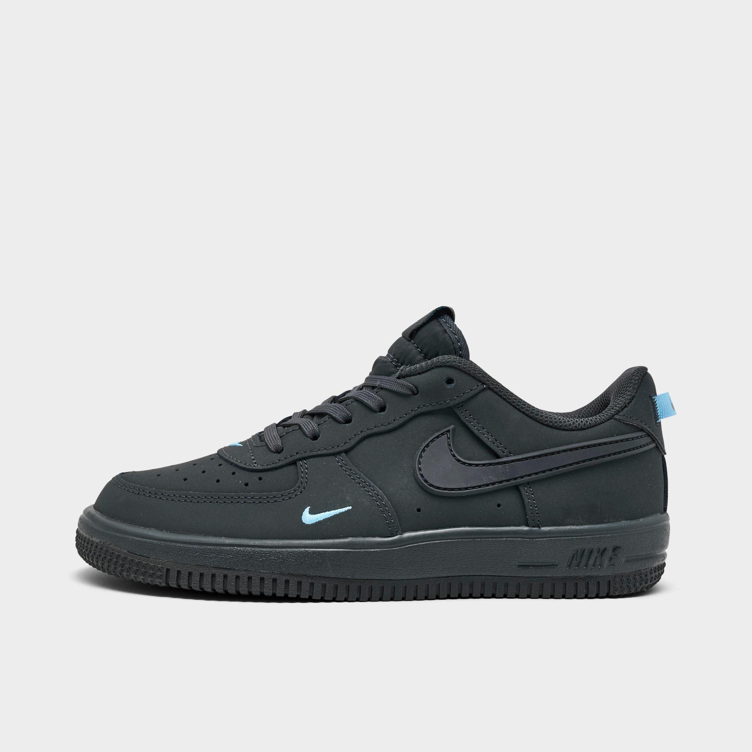 Little Kids' Nithtke Force 1 Low Casual Shoes - Anthracite/Football Blue - Left shoe facing left. Outside of the shoe.