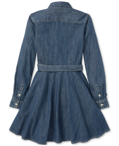 Polo Ralph Lauren Big Girls Belted Denim Cotton Shirtdress - Indigo
