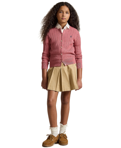 Polo Ralph Lauren Girls' 7-16 Mini-Cable Cardigan - Canvas Pink