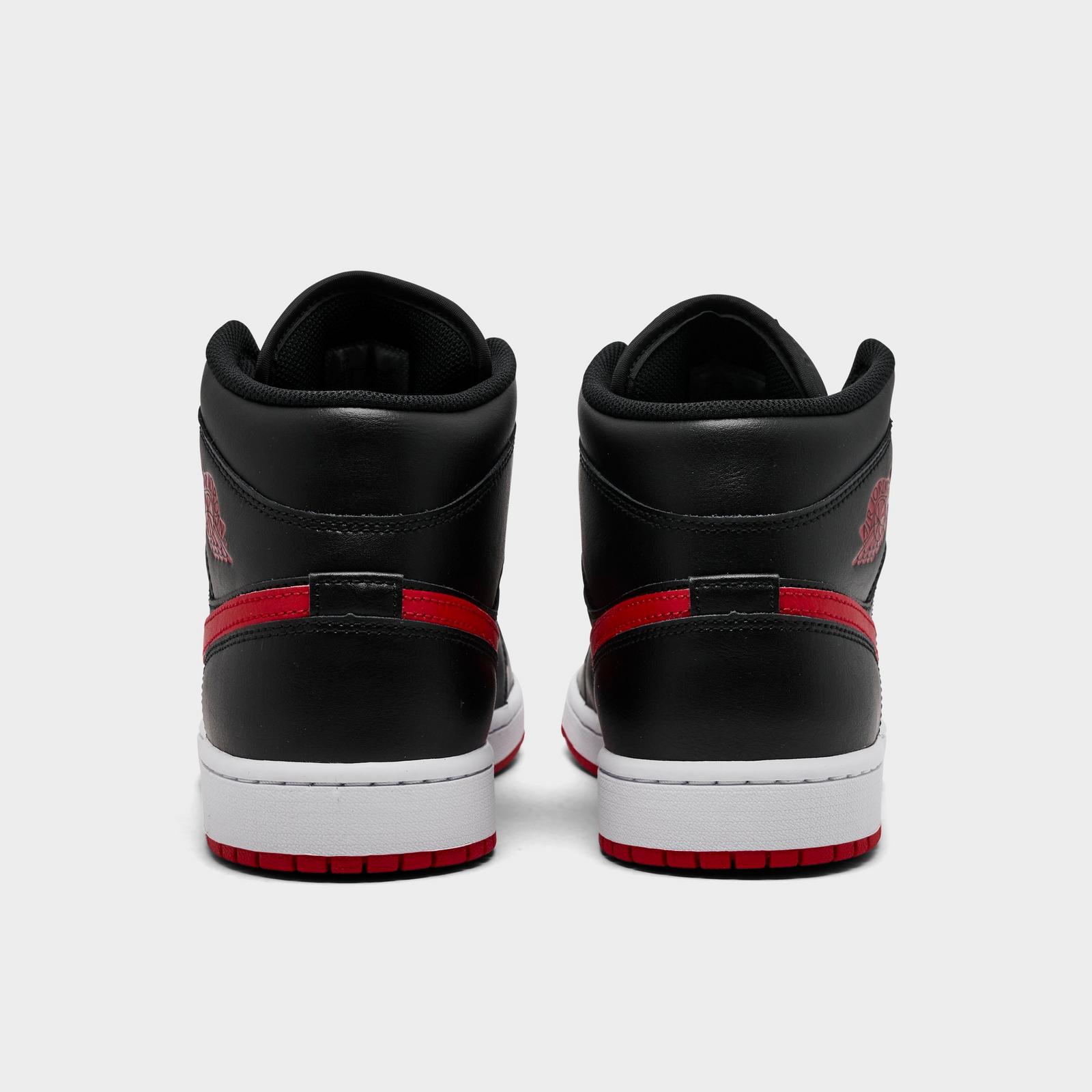 Men's Air Jordan Retro 1 Mid Casual Shoes - Black/University Red/White - view 4