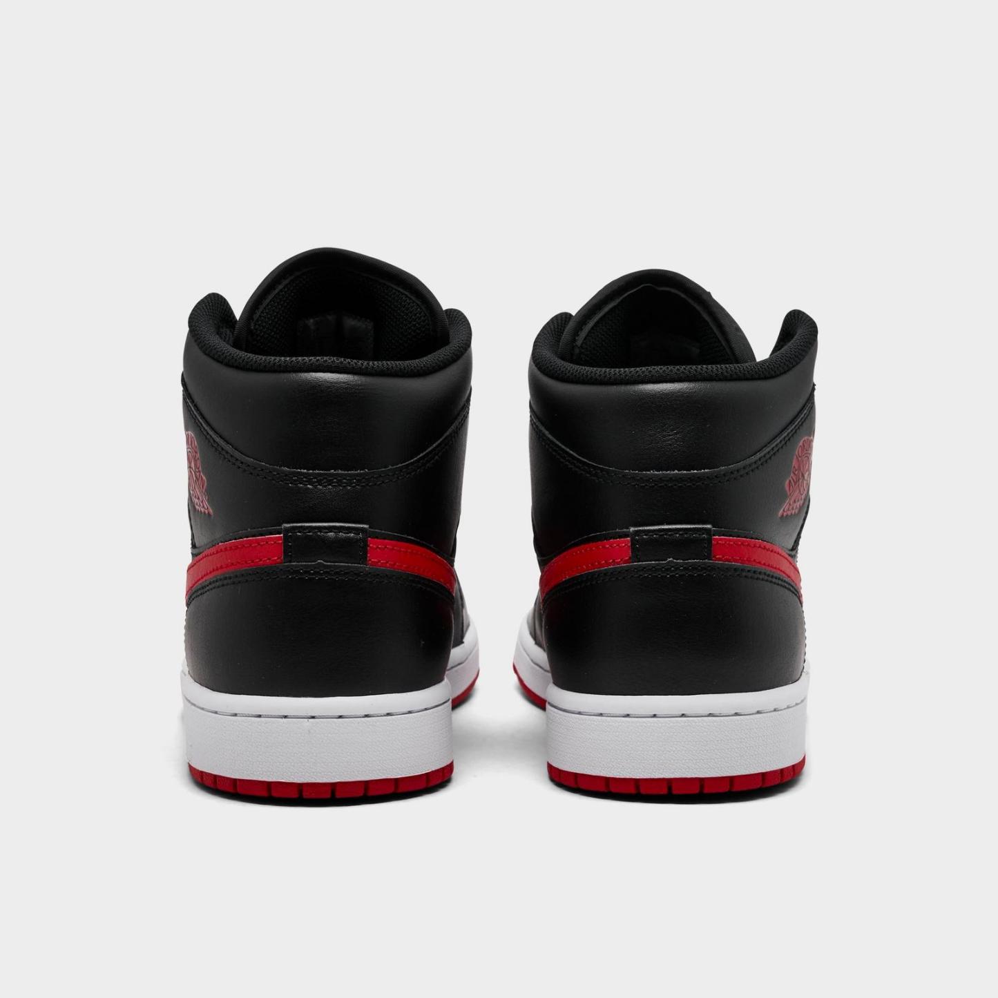 Men's Air Jordan Retro 1 Mid Casual Shoes - Black/University Red/White - view 4