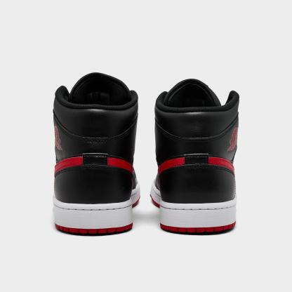 Men's Air Jordan Retro 1 Mid Casual Shoes - Black/University Red/White - view 4