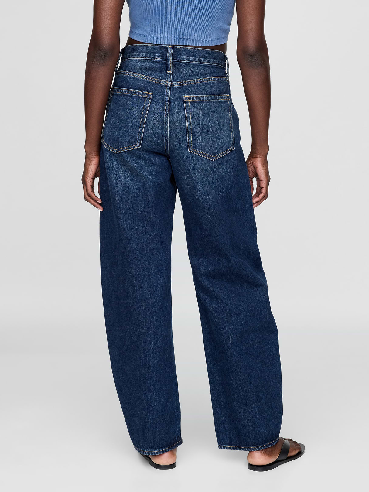 High Rise Barrel Jeans - Dark indigo