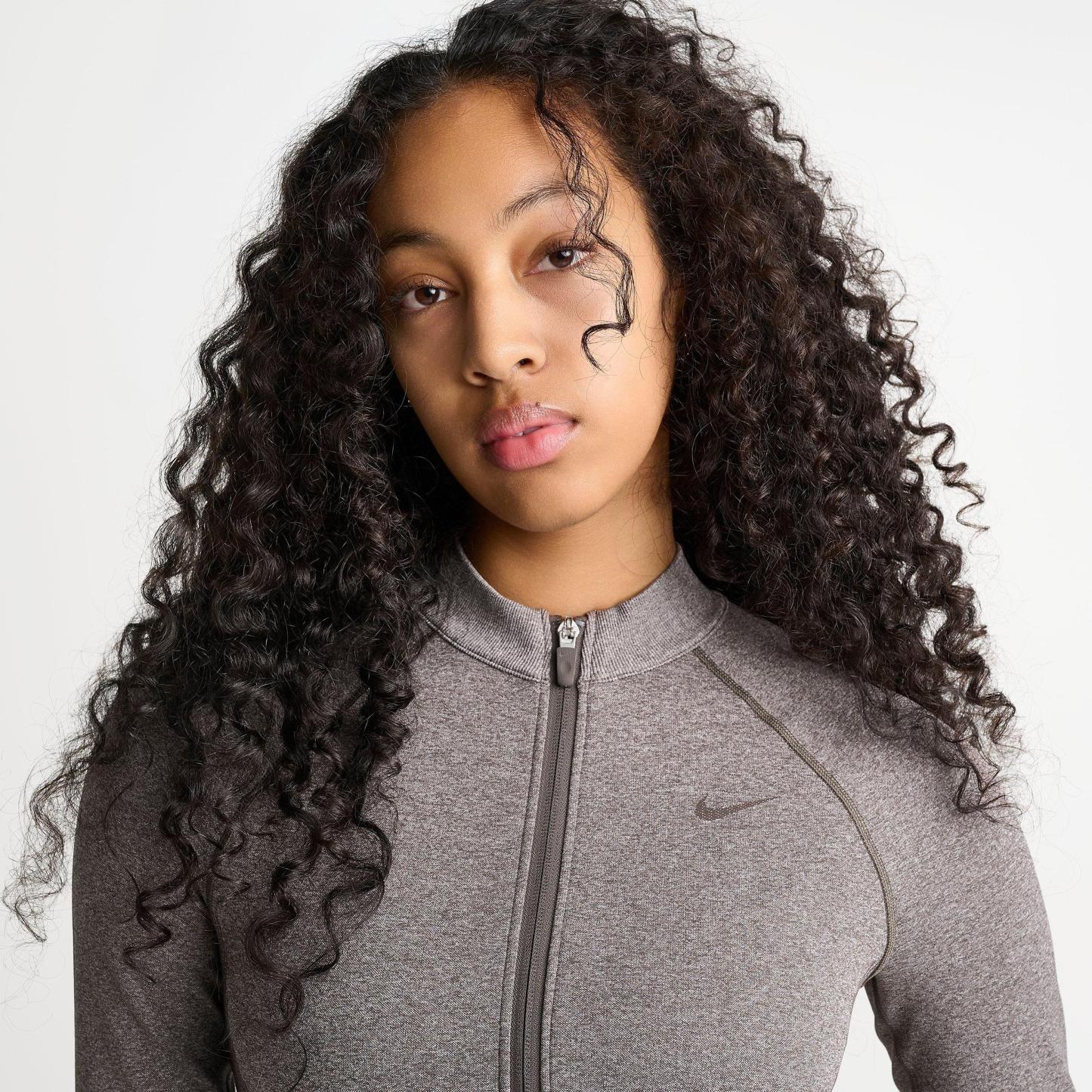 Women's Nithtke Pro Seamless Cropped Full-Zip Training Top - Ridgerock/Heather