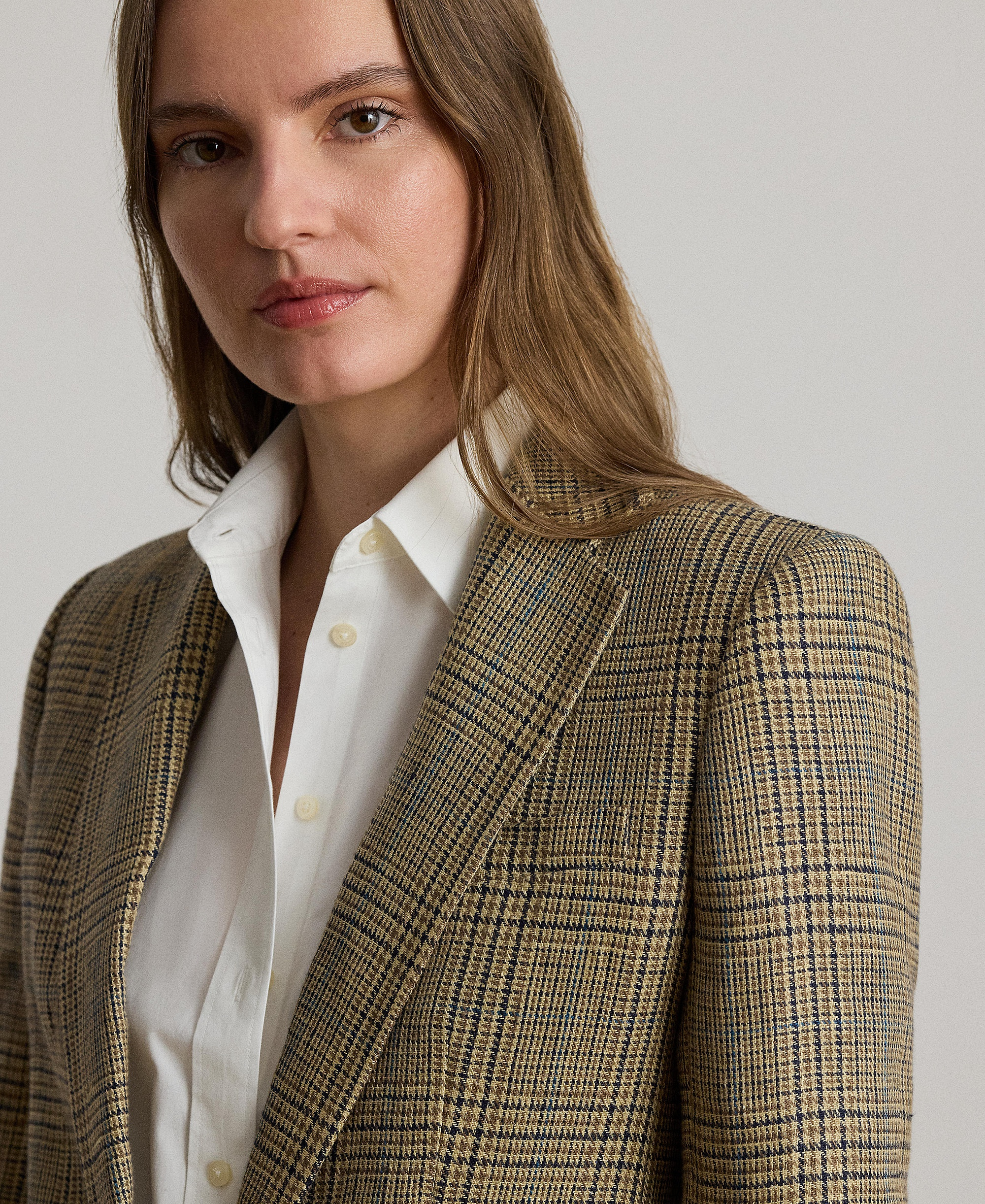 Lauren Ralph Lauren Women's Glen Plaid Padded Blazer - Tan/black Multi