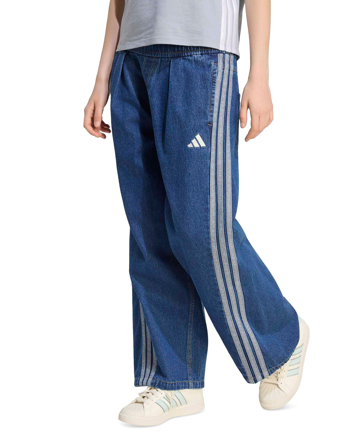 adidas Women's Stadium Washed Denim Loose-Fit Pants - Preloved Ink