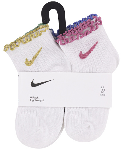 Nike Girls' 4-7 Lettuce Ankle Socks, 6-Pack - Metalic Gold
