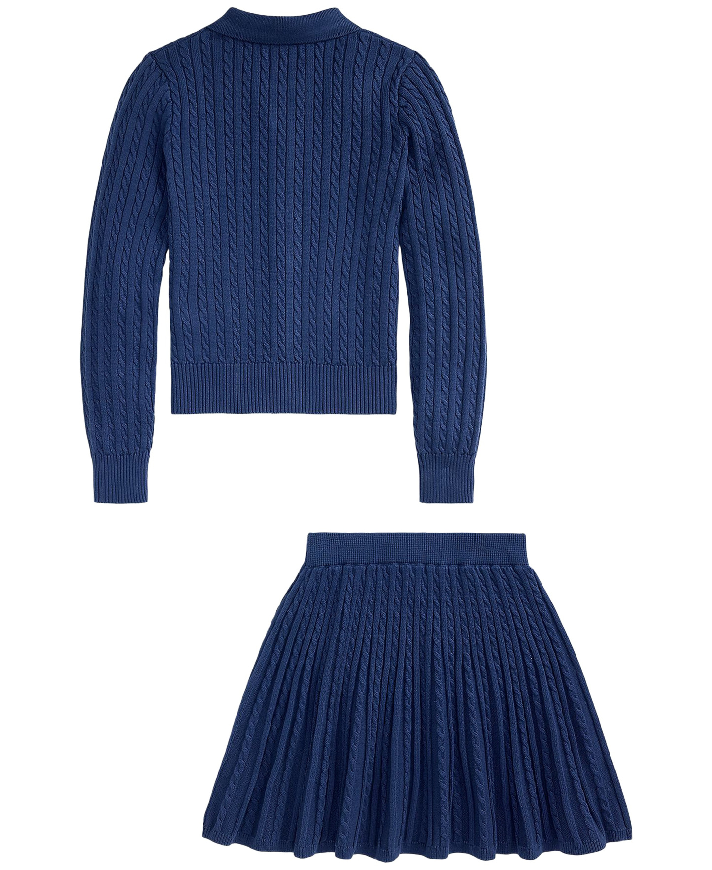 Polo Ralph Lauren Girls' 7-16 Polo Cardigan Sweater and Skirt, 2-Piece Set - Rustic Navy