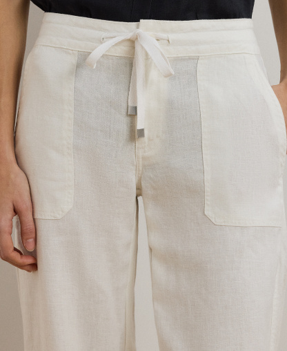 Lauren Ralph Lauren Women's Wide-Leg Linen Pants - White