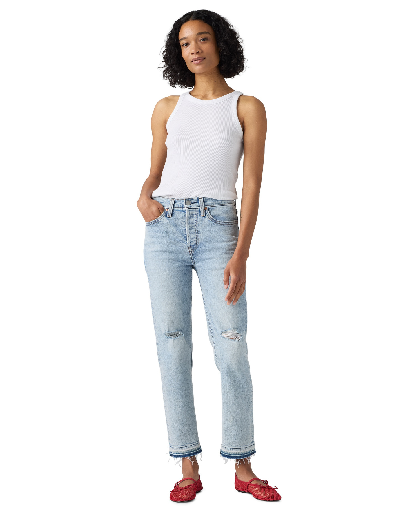 Levi's Women's Wedgie Straight-Leg High-Rise Cropped Jeans - Looks Unto