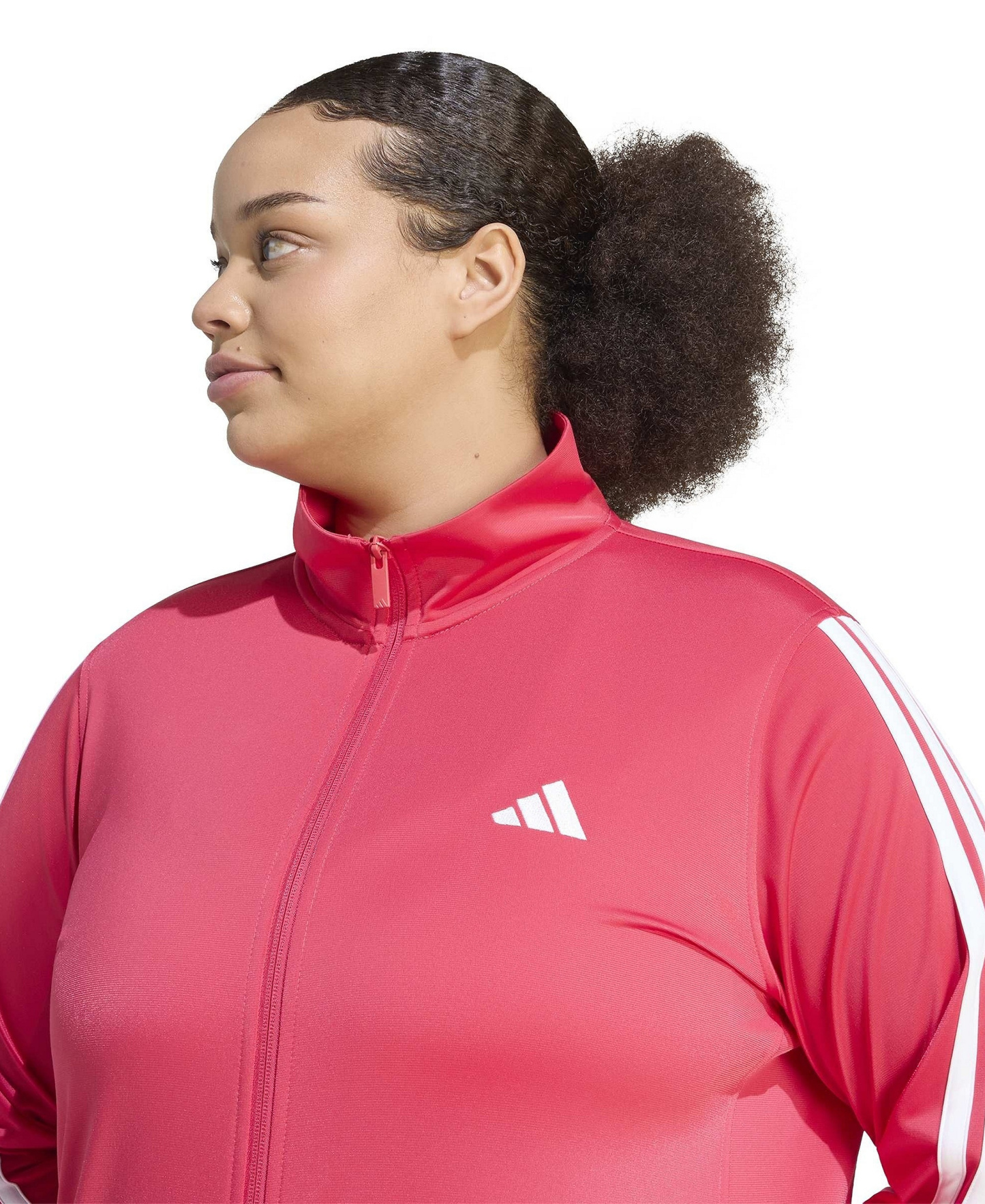 adidas Plus Size Essentials Tricot Three Stripes Track Jacket - Power Pink
