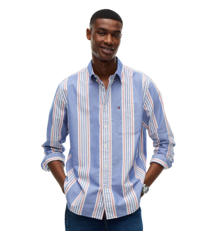 Tommy Hilfiger Men's Heritage Regular-Fit Oxford Stripe Shirt - Wedge Blue/Multistripe
