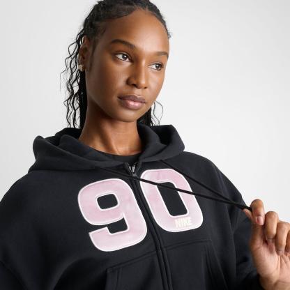 Women's Nithtke Studio Fleece Medium-Weight "90" Oversized Cropped Full-Zip Sweatshirt - Black