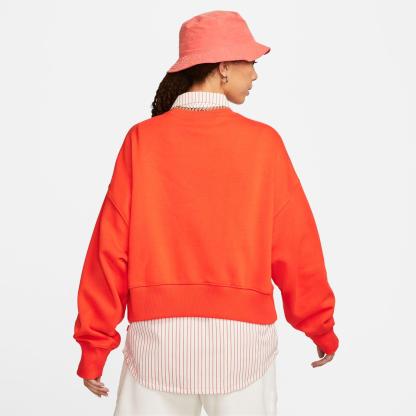Women's Nithtke Sportswear Phoenix Fleece Oversized Crewneck Sweatshirt - Picante Red/Sail