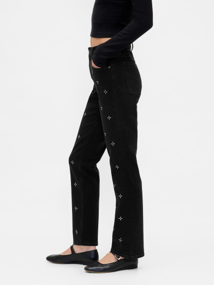High Rise '90s Slim Straight Jeans - Poetic black
