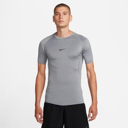 Men's Nike Pro Dri-FIT Tight Short-Sleeve Fitness Top - Smoke Grey/Black