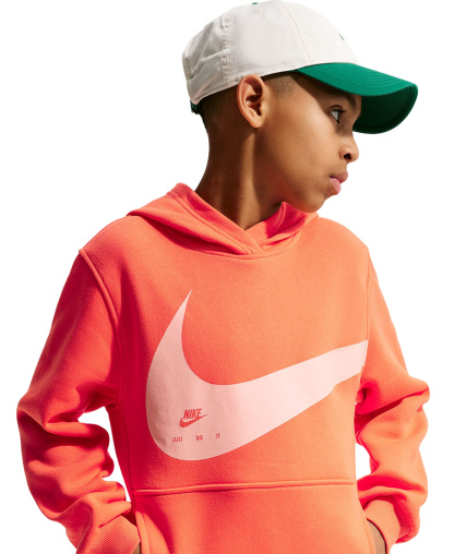 Nike Boys' and Girls' 7-20 Sportswear Club Long-Sleeve Hoodie - Turf Orange