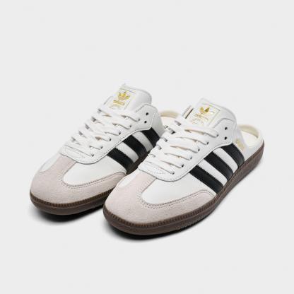 Women's adidas Originals Samba OG Mule Casual Shoes - Cloud White/Core Black/Gum - Both shoes facing left