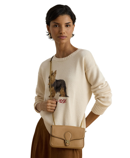 Lauren Ralph Lauren Bradley Small Pebbled Leather Crossbody Wallet - Camel