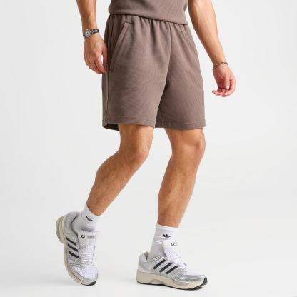 Men's adidas Originals Trefoil Essentials Waffle Shorts - Earth Strata - view 3