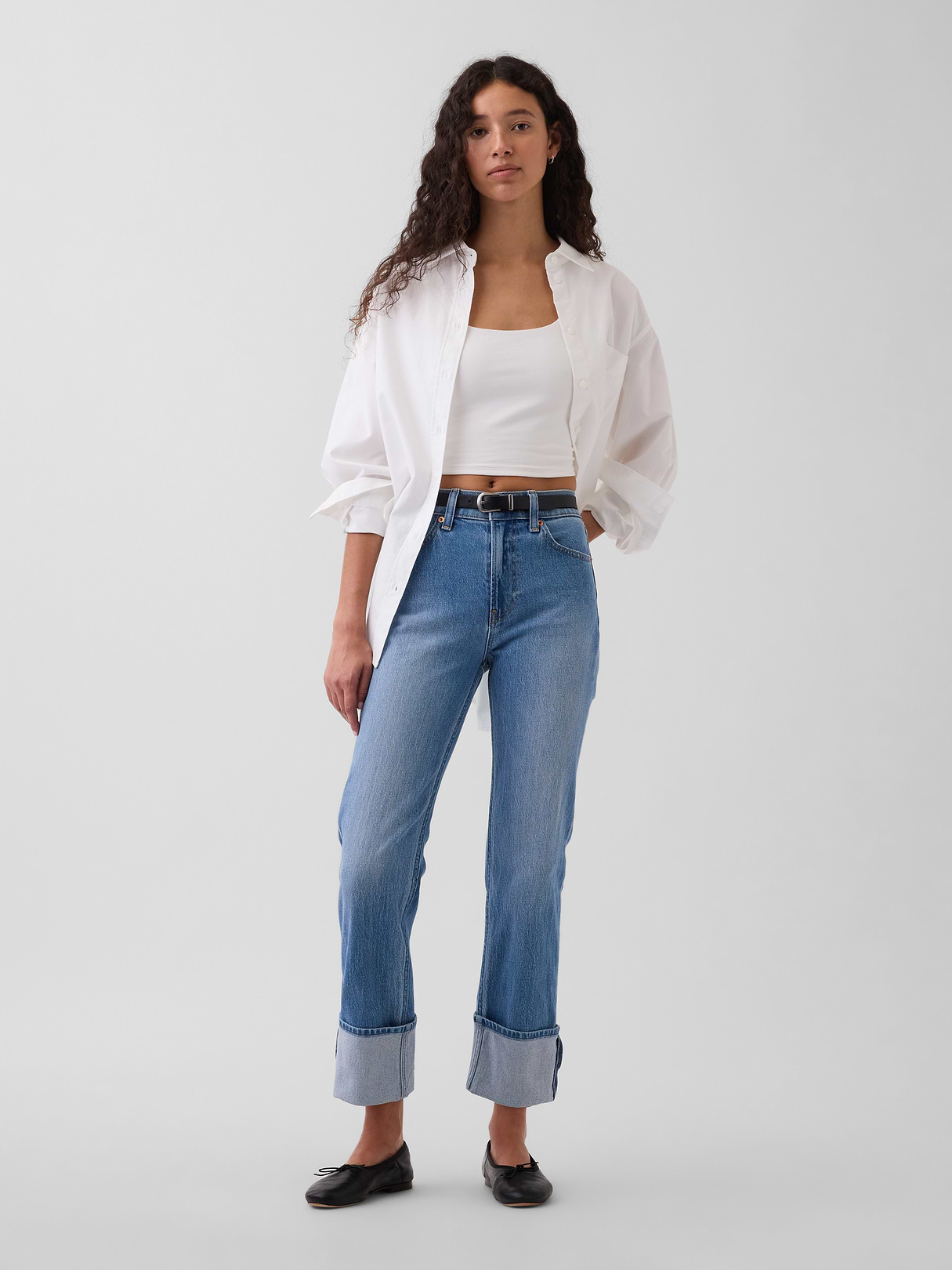High Rise ’90s Slim Straight Crop Jeans - Medium wash