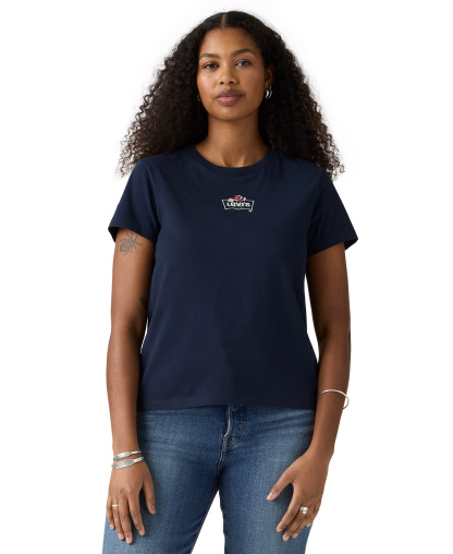 Levi's Women's Perfect Graphic Logo Cotton T-Shirt - Emb Rose Bw Navy Blazer