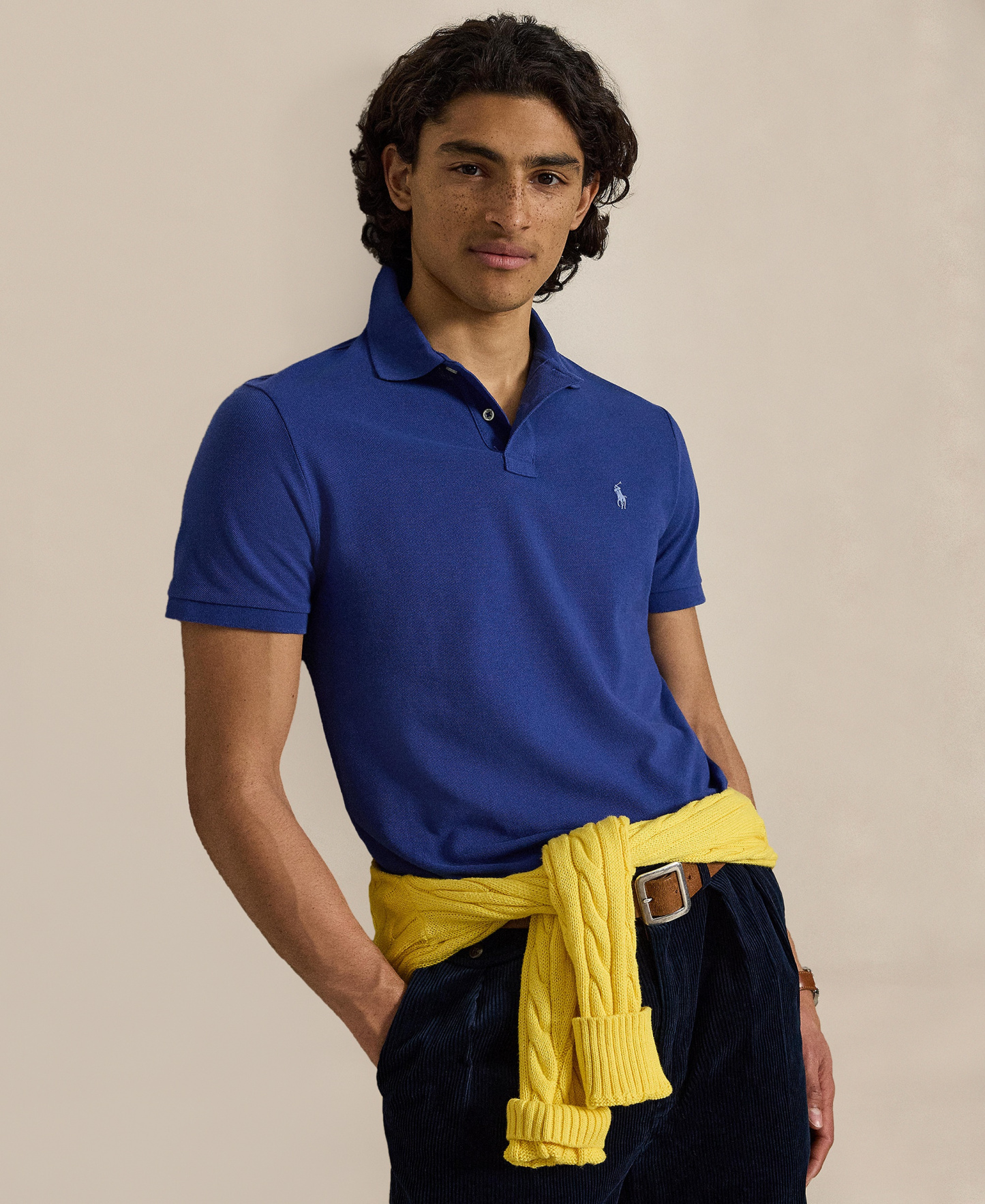 Polo Ralph Lauren Men's Custom Slim-Fit Mesh Polo Shirt - Blue Yacht/C7553