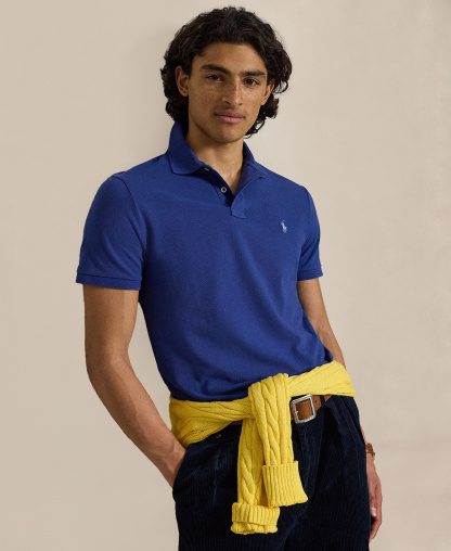 Polo Ralph Lauren Men's Custom Slim-Fit Mesh Polo Shirt - Blue Yacht/C7553