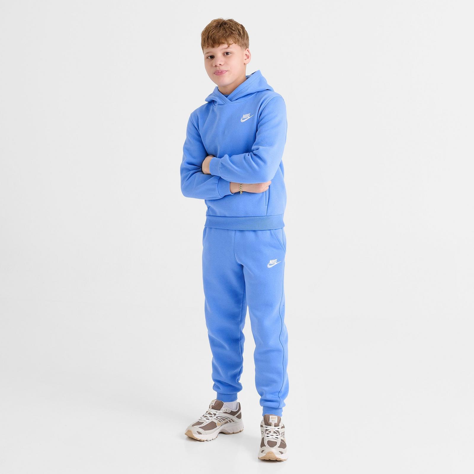 Big Kids' Nike Sportswear Club Fleece Pullover Hoodie - Black/White (FD3000B-414)