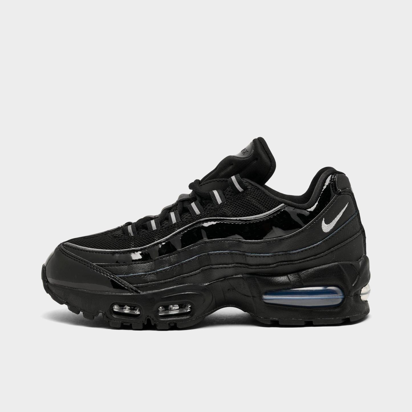 Women's Nithtke Air Max 95 Big Bubble Casual Shoes - Part 2 - Black/Reflect Silver/White/Metallic Silver - Left shoe facing left. Outside of the shoe.