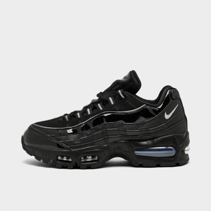 Women's Nithtke Air Max 95 Big Bubble Casual Shoes - Part 2 - Black/Reflect Silver/White/Metallic Silver - Left shoe facing left. Outside of the shoe.