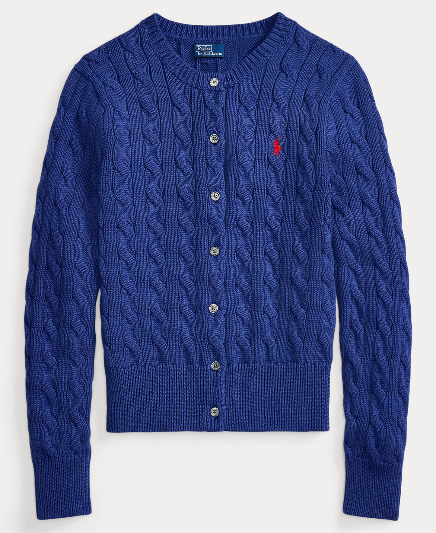 Polo Ralph Lauren Women's Cable-Knit Cotton Crewneck Cardigan Sweater - Charter Blue