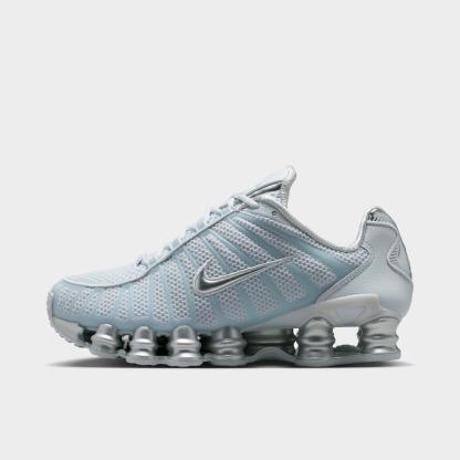 Women's Nithtke Shox TL Casual Shoes - Pure Platinum/Metallic Silver - Left shoe facing left. Outside of the shoe.