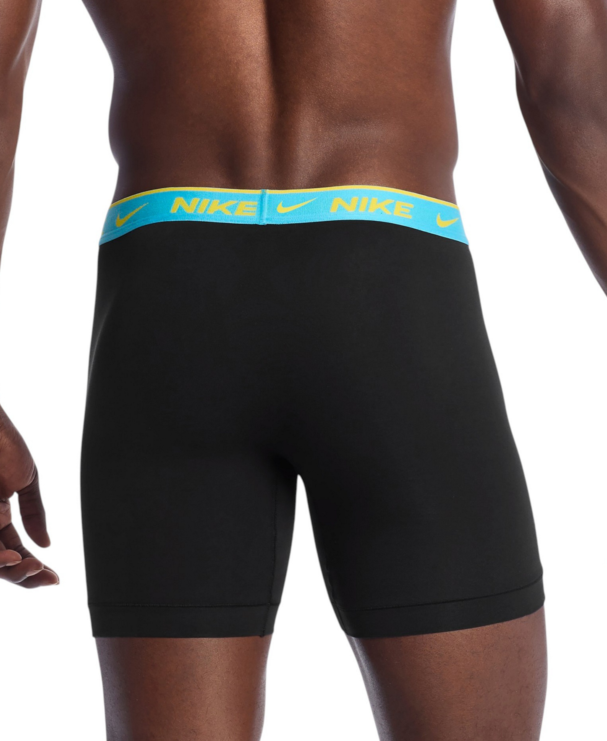 Nike Mens Dri-FIT Essential Cotton Stretch Boxer Briefs, 3-Pack - Black-Baltic Blue/Tough Red/Old Royal Waistbands
