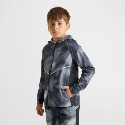Big Kids' Nithtke Miler Full-Zip Training Jacket - Black/Reflective Silver (IR1880-010)