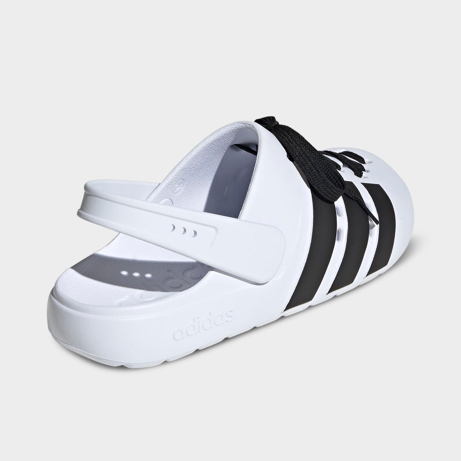 Men's adidas adilette 2.0 Clog Shoes - White/Black/Gold Metallic - view 4
