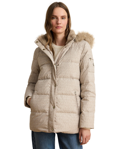Lauren Ralph Lauren Women's Faux-Fur Hooded Puffer Coat - Truffle Broken Twil