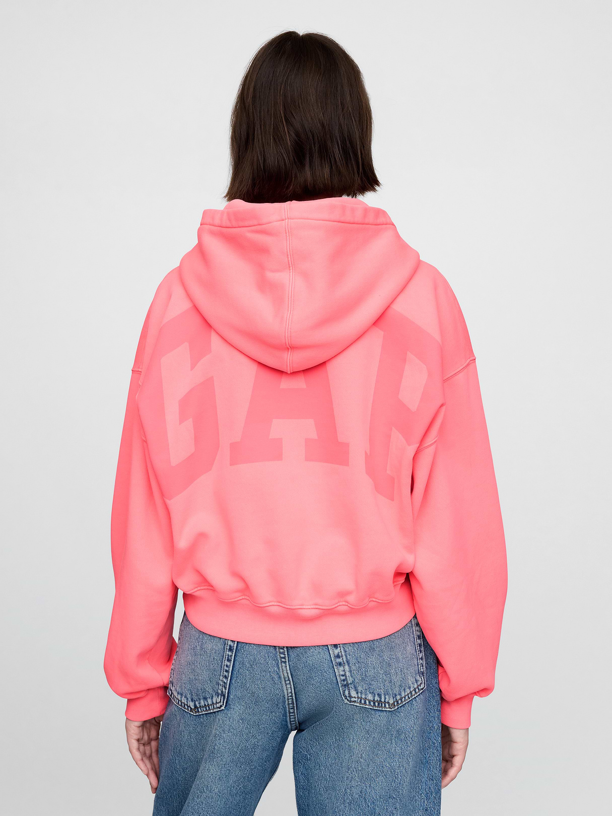 VintageSoft Crop Logo Hoodie - Sassy pink
