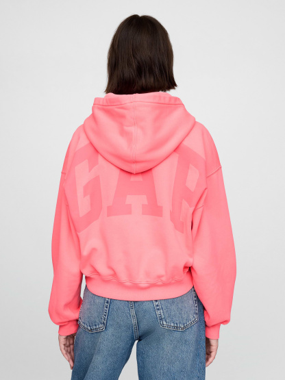 VintageSoft Crop Logo Hoodie - Sassy pink