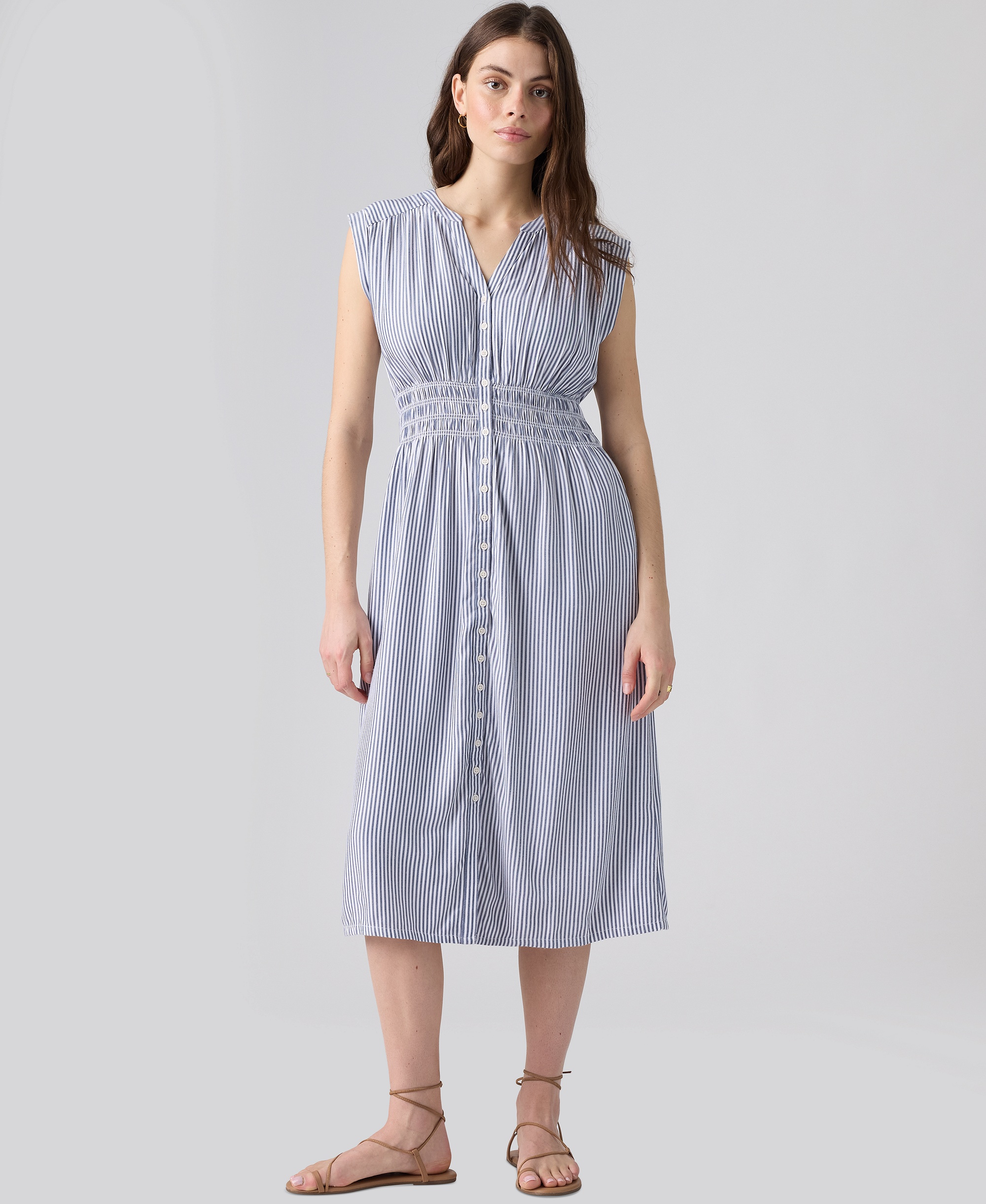 Levi's Women's Beatrice Button-Front Midi Dress - Hadley Stripe D49349