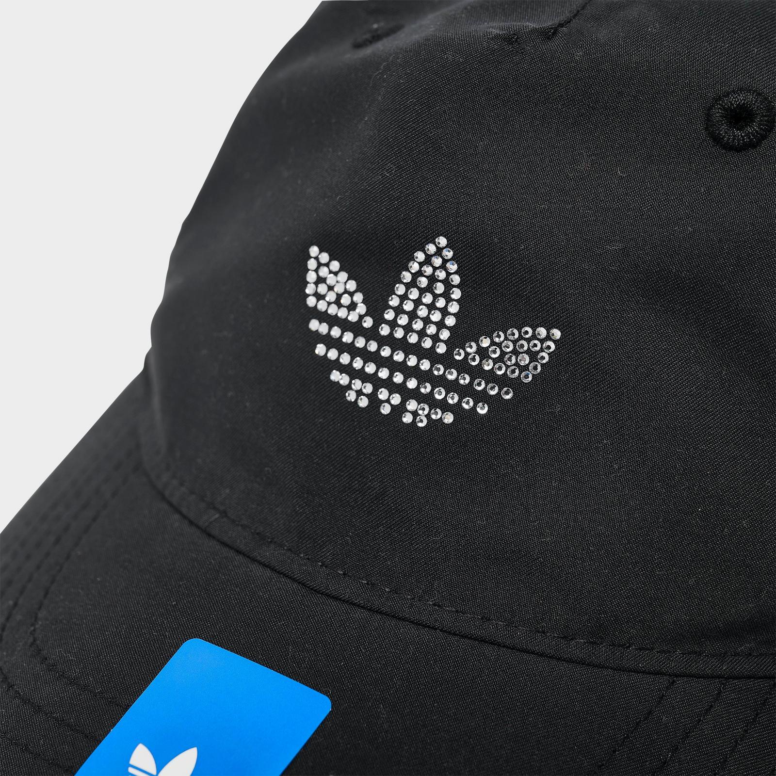 Women's adidas Originals Rhinestone Trefoil Strapback Hat - Black - view 5