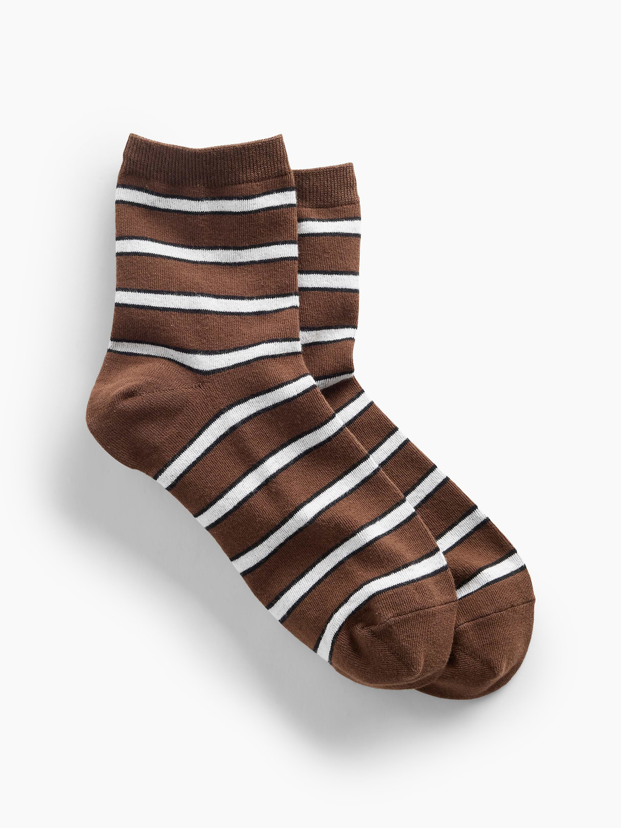 Stripe Half Crew Socks - Brown stripe